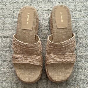 Larroude Ash Women's raffia  Platform Sandals size 8.5